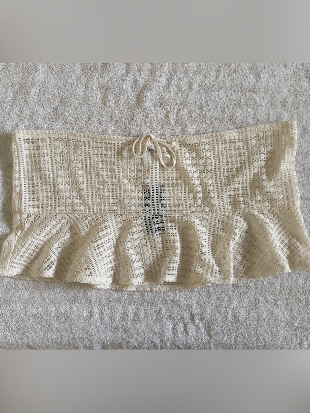 NWT Wild & Fable Cream Crochet Ruffle Swim Cover-Up Skirt Waist Tie Size M